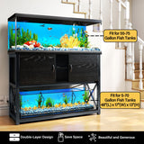 TC-HOMENY 55-75 Gallon Aquarium Stand with Charging Station and Cable Holes, Metal Fish Tank Stand with Storage Cabinet,51" L x 19.5" W Tabletop,1200LBS Capacity, Fit Living Room, Coffee Shop TC-HOMENY