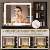 YITAHOME Vanity Desk Set, with Wireless Charging Station &Power Outlet, Vanity Mirror with Tempered Glass Top & Large Storage Spaces Vanity Table Set, Black YITAHOME