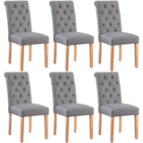 Yaheetech Dining Chairs Set of 6 Fabric Upholstered Dining Chairs Padded Chairs Button Tufted Kitchen Chairs With Solid Wood Legs for Home, Dining Room, Kitchen, Dark Gray Yaheetech