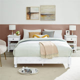 MUSEHOMEINC Solid Wood Platform Bed Frame Rustic Style,Mattress Foundation(no boxspring Needed), White Washed Finish,Full MUSEHOMEINC