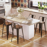 POINTANT Bar Stools Set of 4 Metal Bar Stool Counter Height Bar Stools Rusty, Modern 26" Bar Chairs with Back and Wooden Seat Bar Stool Counter Height POINTANT