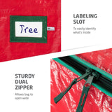 ZOBER Christmas Tree Storage Bag - Fits 9 Ft Artificial Trees - Plastic, Waterproof Christmas Tree Bag - Strong, Durable Handles - Labeling Card Slot - Red ZOBER