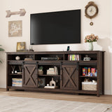 80" LED Farmhouse TV Stand for 90/85/80 Inch TVs,Tall Entertainment Center Storage Cabinets w/Power Outlets and Sliding Barn Door,Rustic TV Stands for Living Room,Media Console Cabinet (Rustic Brown) Hlivelood