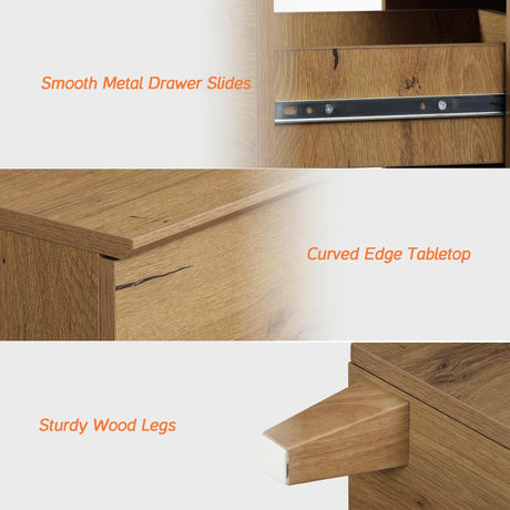 WAMPAT Dresser with 6 Drawers for Bedroom, Wooden Kids Dressers with Wide Chest of Drawers, Modern Closet Storage Organizer Furniture with Solid Wood Legs for Living Room, Hallway, Nursery, Oak Brown WAMPAT