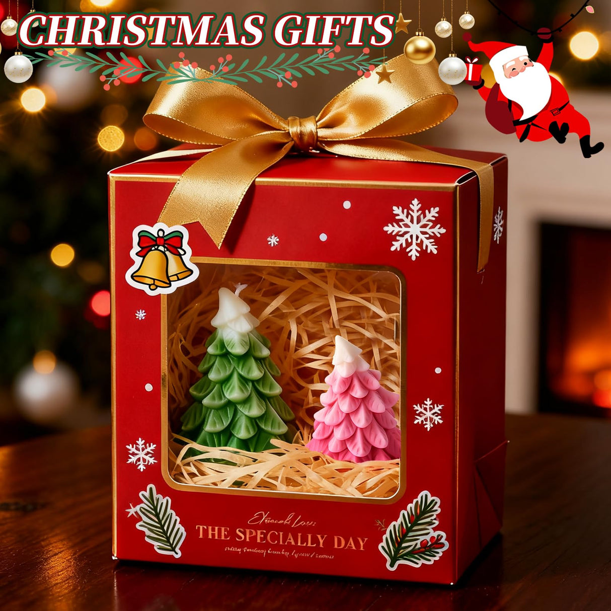 ZQYSING 2 Pcs Christmas Candle Molds, Christmas Tree Silicone Molds for Candles Wax Soap Plaster Epoxy Resin Casting Craft Xmas Home Decoration Handmade Gift ZQYSING