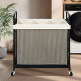 STO STO Laundry Hamper 3 Section, 120L Rolling Laundry Sorter Cart with Removable and Washable Liner Bag, Rolling Clothes Hamper with Metal Handle for Laundry Room and Bedroom STO STO
