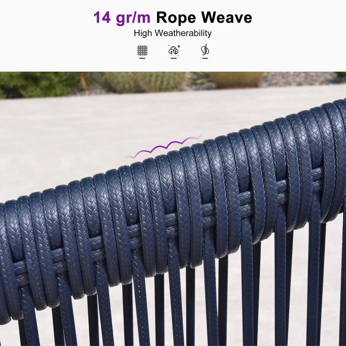 PURPLE LEAF Outdoor Dining Set for 8 All-Weather 9 Piece Patio Aluminium Dining Large Square Table and Rope Weave Chairs Included Cushions for Backyard Decor Kitchen Patio Furniture Set Grey and Navy PURPLE LEAF