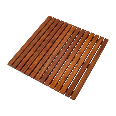 Nordic Style Premium Teak Shower and Bath Mat for Indoor and Outdoor Use - Non-Slip Wooden Platform for Spa, Sauna, Pool, Hot Tub - Flooring Decor and Protector (19.6" x 19.6", Oiled Finish) NORDIC STYLE TEAK