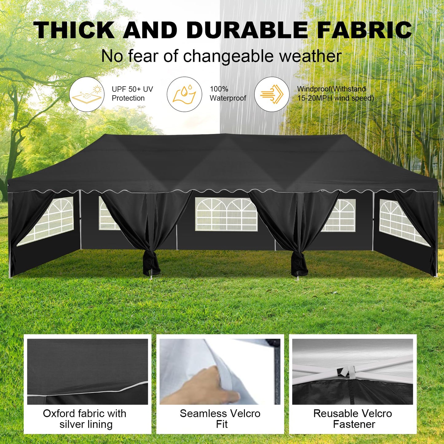 HOTEEL 10x30 Canopy Tent with Walls 10x30 Party Tent, Waterproof Easy Setup Canopy Tent 10x30 with Roller Bag and Weight Bags, Outdoor Pop Up Canopy Tent for Parties,Events,Backyard,Wedding,  - WoodArtSupply