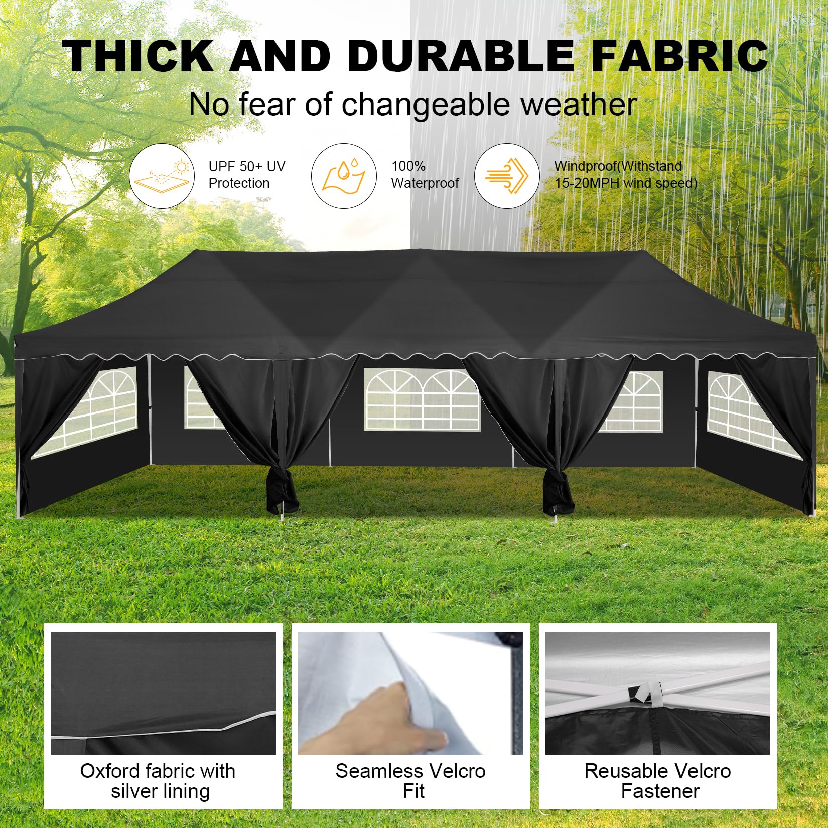 HOTEEL 10x30 Canopy Tent with Walls 10x30 Party Tent, Waterproof Easy Setup Canopy Tent 10x30 with Roller Bag and Weight Bags, Outdoor Pop Up Canopy Tent for Parties,Events,Backyard,Wedding,  - WoodArtSupply