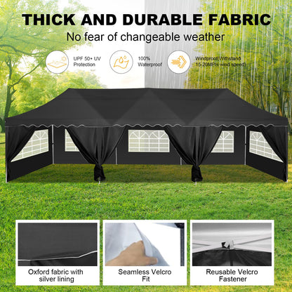 HOTEEL 10x30 Canopy Tent with Walls 10x30 Party Tent, Waterproof Easy Setup Canopy Tent 10x30 with Roller Bag and Weight Bags, Outdoor Pop Up Canopy Tent for Parties,Events,Backyard,Wedding,  - WoodArtSupply