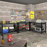 Rufokisa 40" W 2-Tier Garage Shelving Heavy Duty, 1000LBS Loads Garage Storage Shelves, Metal Shelving Units and Storage Racks, Industrial Utility Shelf Heavy Duty,40" Wx16 Dx36 H, Black Rufokisa