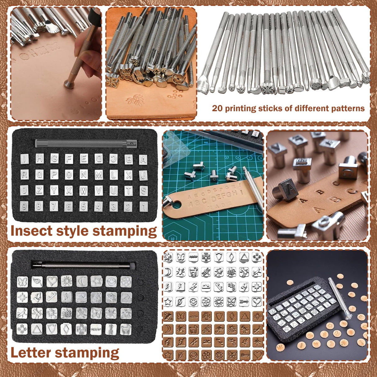 All-in-1 Leather Working Tools Kit for Beginners Professional, Starter Leather Tooling Crafting Working Making Tools and Supplies Kit Set for Adult, Include Leather Pony, Stamping Punching Tools intonly