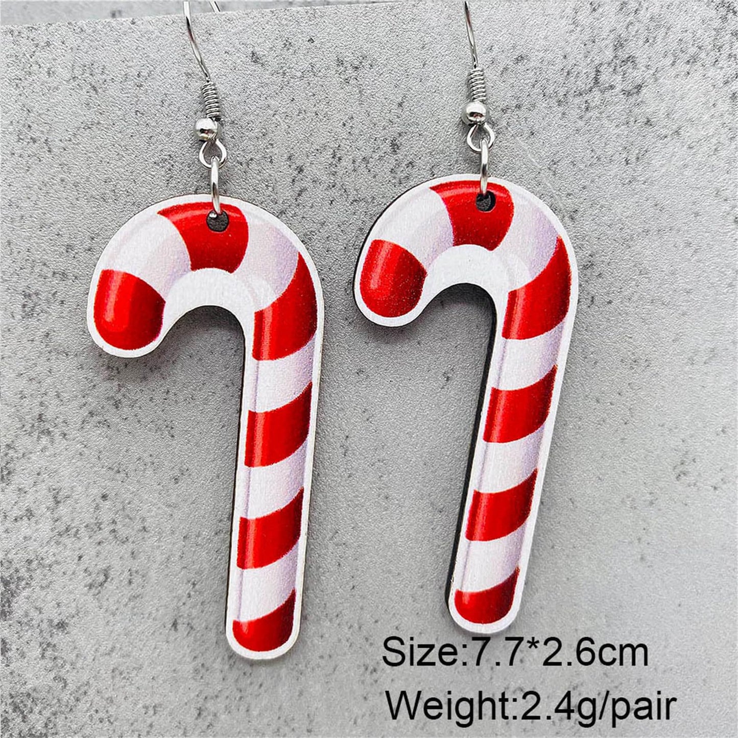 Christmas Candy Earrings for Women Teen Girls Funny Handmade Natural Wood Red Green Lollipop Candy Cane Ribbon Bow Swirl Lightweight Dangle Drop Earrings for Xmas Party Holiday Decoration Jewelry