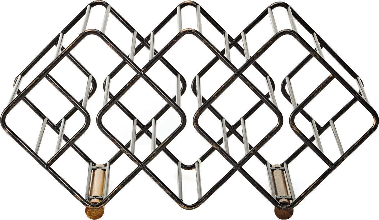 Gourmet Basics by Mikasa 12-Bottle Metal Stackable Wine Storage Rack, Antique Black Gourmet Basics by Mikasa