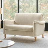 HULALA HOME 50.5" Loveseat Sofa with Stripe Pattern, 2 Seater Farmhouse Sofa with Rolled Wide Armrests and Rubber Wood Legs, Comfy Upholstered Small Couch for Living Room Bedroom, Linen HULALA HOME