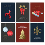easykart labels 18 Christmas Greeting Card Assortment With Envelopes, Gold Foil With 3D Embossing Effect Design, 5.75 x 4.25 Inch easykart labels