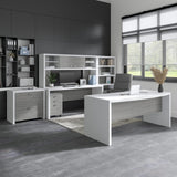 Bush Business Furniture Echo Bow Front Desk, 60W, Pure White and Modern Gray Bush Business Furniture