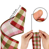 Whaline 2 Rolls Wired Edge Plaids Ribbon - Christmas Buffalo Check Red Green, 2.5 Inch Farmhouse Craft for DIY Gift Wrapping, Wreath, Xmas Tree Bow Decoration, 10 Yards Whaline