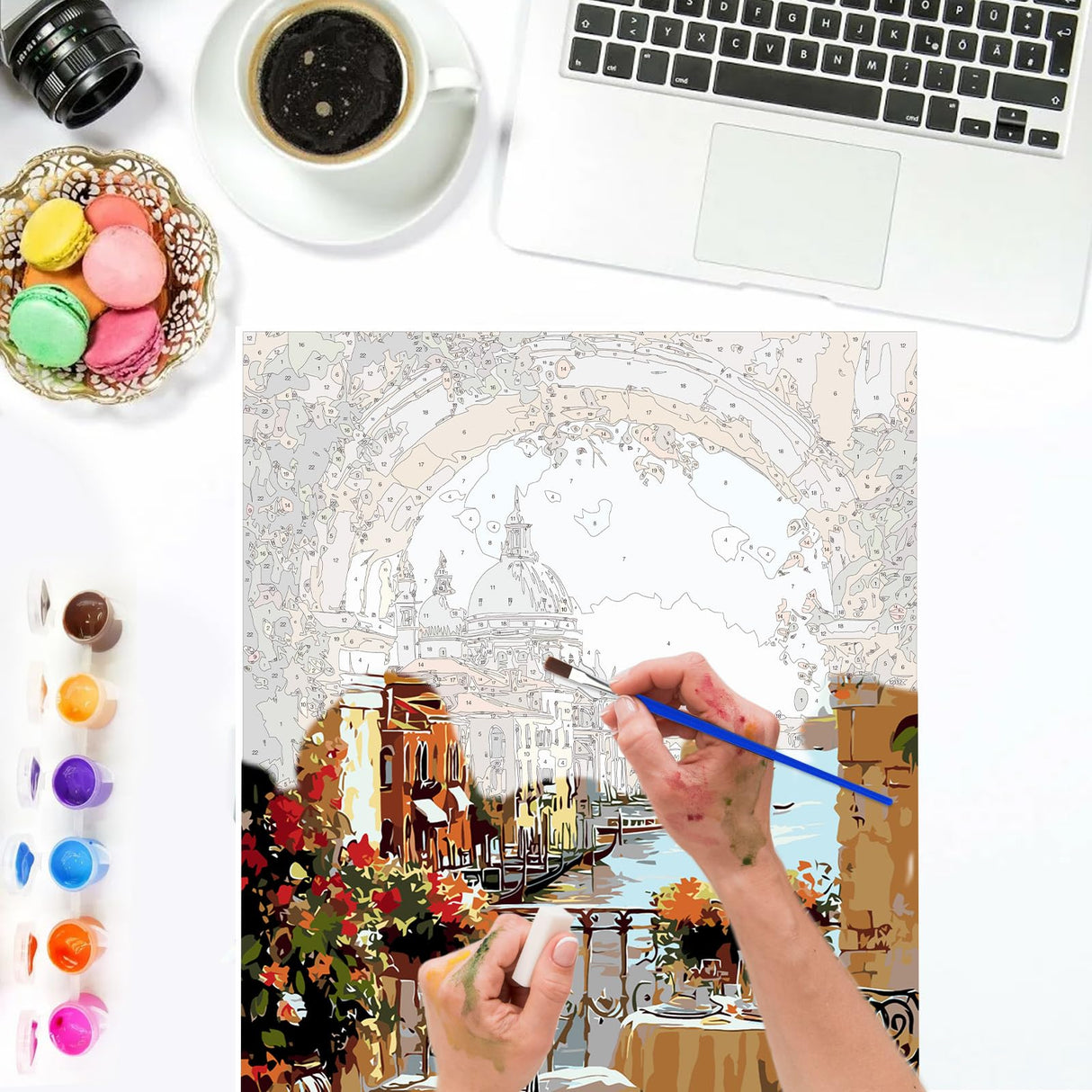 Lxmsja Romantic View Paint by Numbers Kit for Adults, Acrylic Flowers Arch Paint by Numbers for Adults Beginner, DIY Craft Supplies Oil Painting Kits for Home Wall Decor 12x16 inch (Framed) Lxmsja