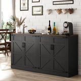 Sideboard Buffet Cabinet with Storage - 65 Inch Farmhouse Kitchen Pantries Sideboard Cabinets with Adjustable Shelves, Wooden Coffee Bar Cabinet Buffet Table for Kitchen, Dining Room, Black chartustriable