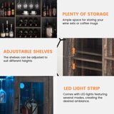 IDEALHOUSE Wine Bar Cabinet with Led Light,Home Coffee Cabinet with Wine and Glass Rack,Kitchen Buffet Sideboard with Storage,Liquor Cabinet for Bar,Dining Room,Kitchen(Dark Rustic Oak) IDEALHOUSE
