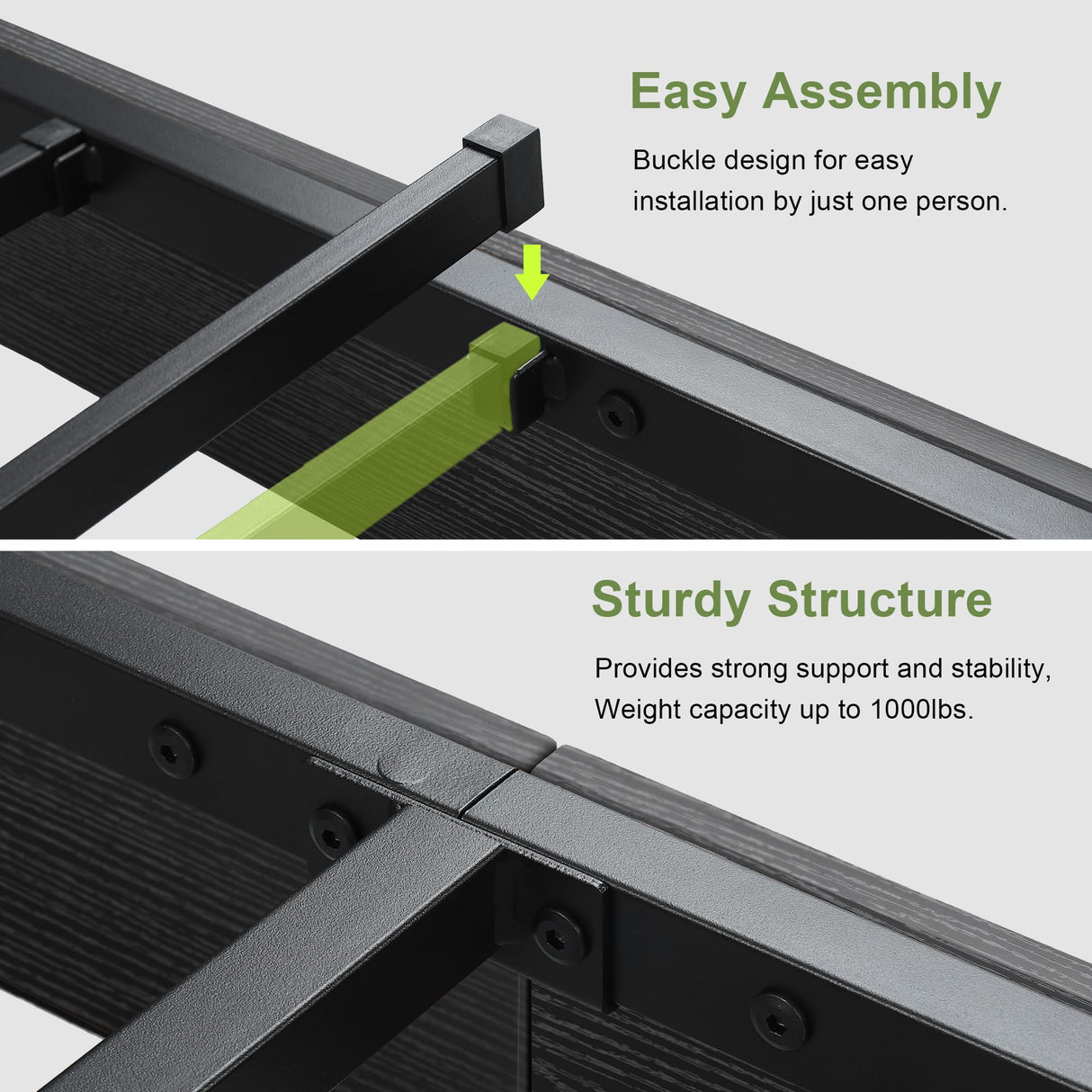Feonase Twin Floating Bed Frame with Led Lights and Charging Station, Wood Twin Size Bed Frame with Storage Headboard, Heavy Duty Metal Slats, No Box Spring Needed, Easy Assembly, Black Feonase
