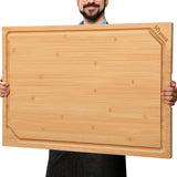 36 x 24 Extra Large Bamboo Cutting Board for Kitchen, Cutting Board Stove Top Cover with Handle, Butcher Block Chopping Board with Juice Groove, HIWARE