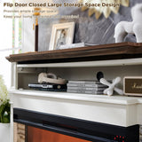 RedLemon 3-Sided Glass Fireplace TV Stand for TVs up to 65'', 52'' Electric Fireplace with Mantel, 36'' Tall Highboy Farmhouse Entertainment Center with Storage for Living Room, Antique White RedLemon