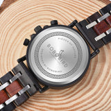 BOBO BIRD Wood Watch Handmade Luminous Wooden Wrist Watch Lightweight Quartz Movement Date Wristwatch for Men (Black) BOBO BIRD