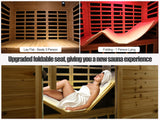 Outdoor Sauna 3 Person Infrared Sauna, Infrared Saunas for Home, 1950W Low EMF Far Infrared Sauna Old Fir Wooden Sauna with Beauty Red Light, Foldable Seat, Bluetooth, Chromotherapy Lamp, Reading Lamp SALUSHEAT