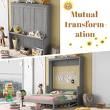 Queen Size Murphy Bed Wall Bed with a Storage Shelf, Space-Saving Wall Bed for Multipurpose Guest Room or Home Office - Gray Harper & Bright Designs