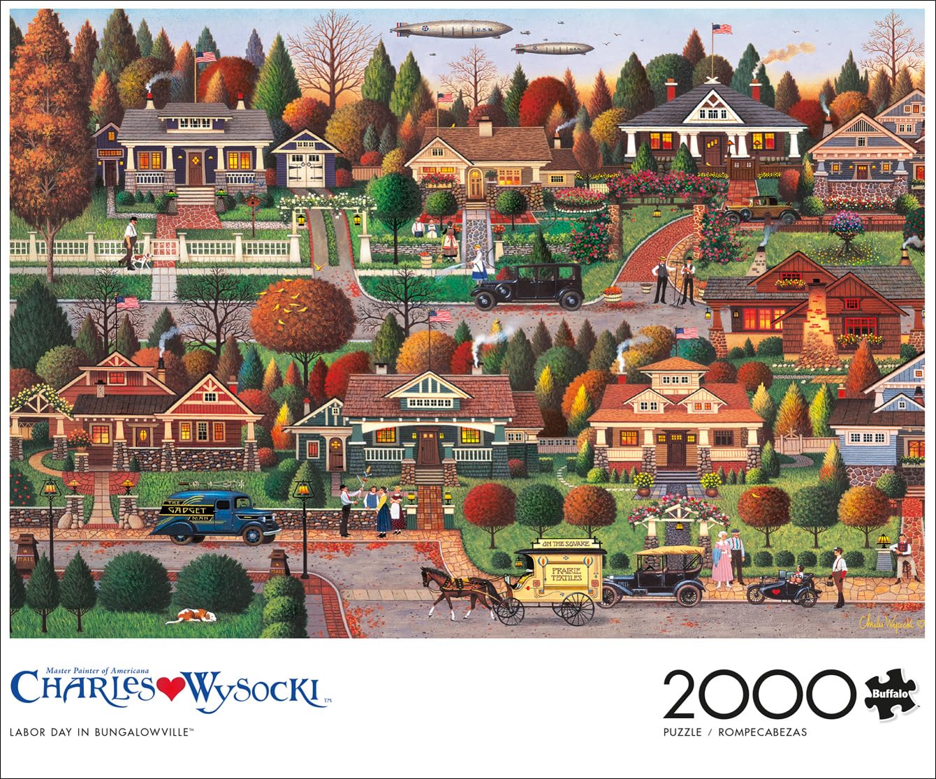 Buffalo Games - Labor Day in Bungalowville - 2000 Piece Jigsaw Puzzle for Adults Challenging Puzzle Perfect for Game Night - 2000 Piece Finished Size is 38.50 x 26.50 - WoodArtSupply