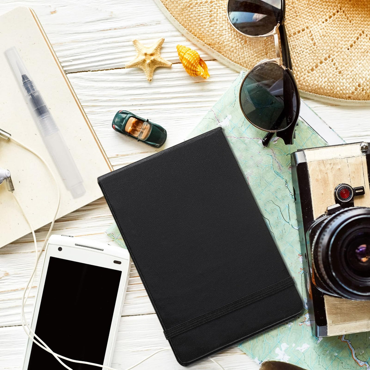 Teling 2 Pcs Watercolor Paper Sketchbook with 3 Pcs Watercolor Brush Pens, Small Portable Sketchbook Journal Pocket Notebook Travel for Painters Art Supplies(7.6 x 5.3 Inch) Teling