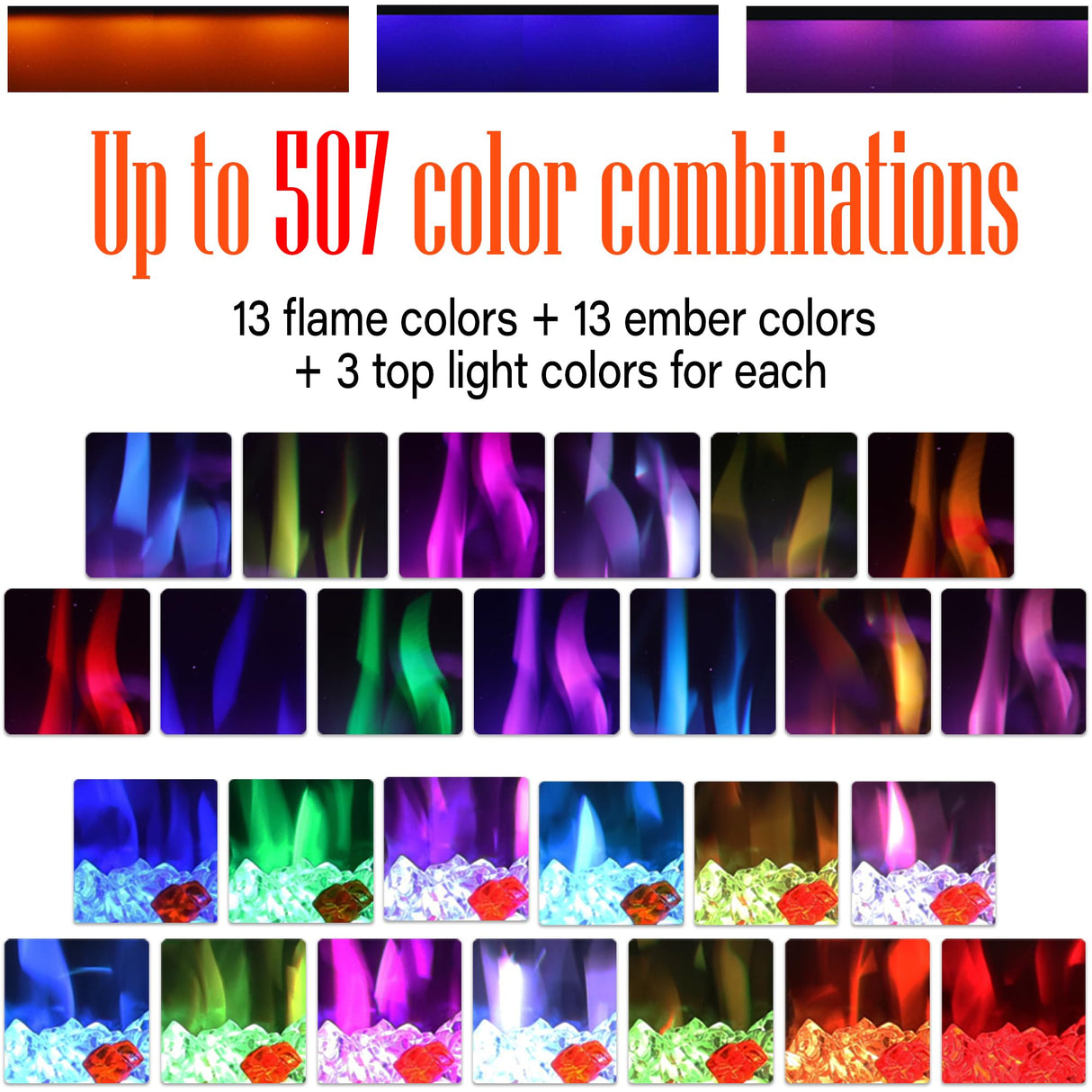 Benrocks 60'' WiFi- Enabled Electric Fireplace Inserts - Alexa & App Control, Slim Recessed & Wall Mounted, 13 * 13 * 3 Flame Color Combinations, 750W/1500W, Black Benrocks