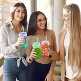 Joyclub 8 Pack Clear Sublimation Glass Cups Blanks 16 OZ Borosilicate Can Glass Tumblers with Acrylic Lids for Beer, Juice, Soda, Iced Coffee Joyclub