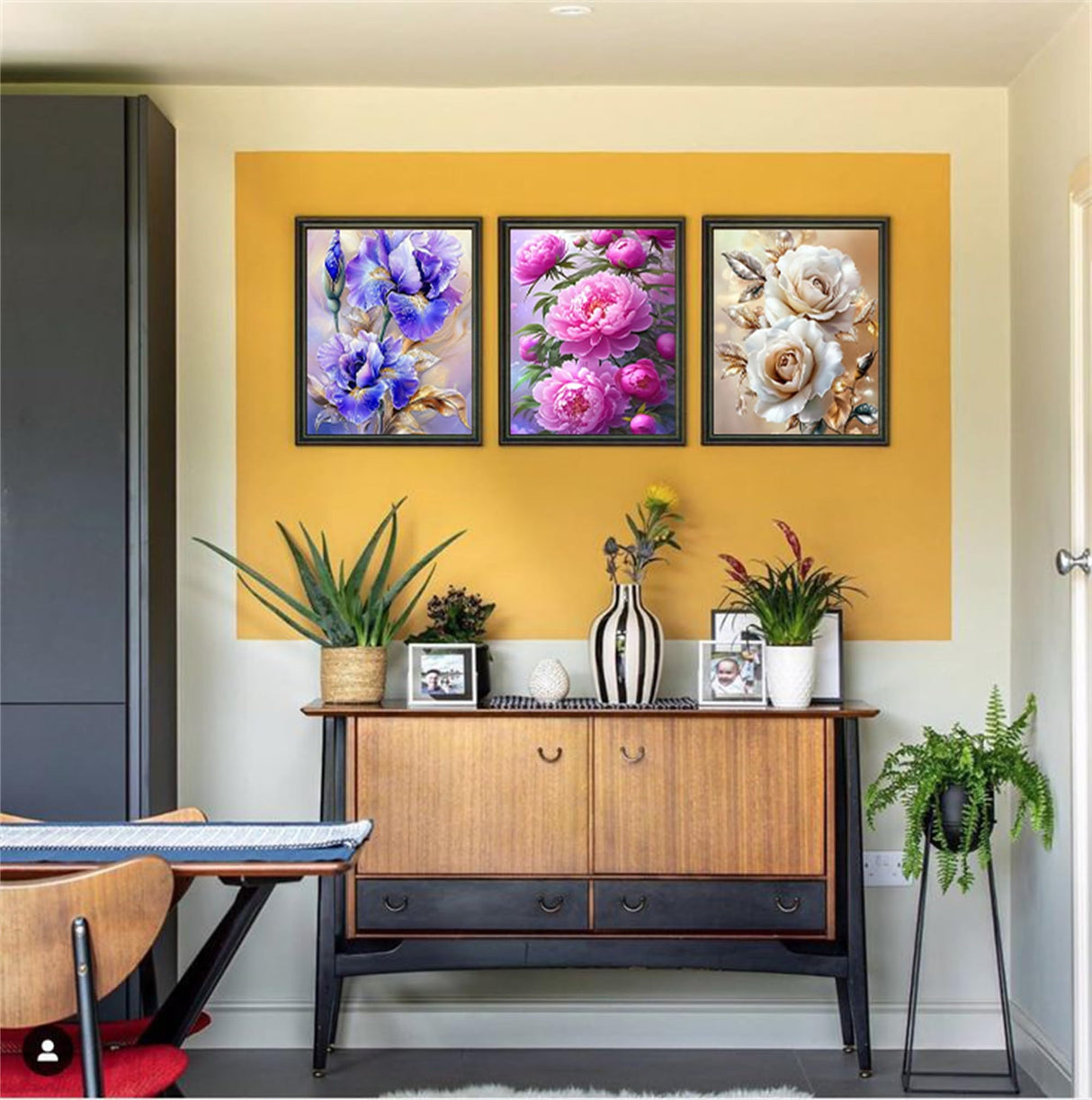 Hestarcul 5D Flower Diamond Painting Kits 3 Pack,Diamond Art Kits for Adults,Paint with Diamonds Round for Gift,Wall Decor (Flower) Hestarcul