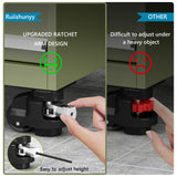 Ruiishunyy Leveling Casters Set of 4 Heavy Duty 60F - Retractable Caster Wheel with Upgraded Ratchet Handle - 360° Swivel Castor for Furniture, Workbench, Machine, Total Capacity 2200 Lbs Ruiishunyy