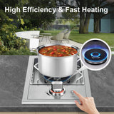 Single Grilling Side Burners for Outdoor Grill, 15,000BTU Natural Gas Side Burner, Sturdy 304 Stainless Steel, with Liquid Propane Kit, Drop-in Side Burner for Outdoor Kitchen BBQ Island Livory