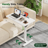 Gibbon Mounts Mobile Standing Desk, Pneumatic Adjustable Rolling Desk(27.5 Inches), Portable Laptop Desk with Wheels, Overbed Bedside Table Laptop Table for Couch, Home, Office, White Gibbon Mounts