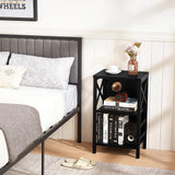 MNEETRUNG Small Bookcase,3 Tier Industrial Short Bookshelf with Metal Frame and Backboard,Low Black Bookshelf, Small Office Book Shelf for Small Spaces, Living Room, Bedroom and Home Office MNEETRUNG