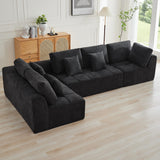 140''Modular Sectional Couches for Living Room, Cloud Boneless Compressed Sectional Sofa, Oversized L Shaped 5 Seater Upholstered Memory Foam Sofa, No Assembly, Chenille Black WUTUTUEE