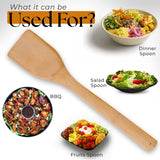 Alpine Cuisine Bamboo Wood Spatula 12-Inch with Wood Handle - Heat-Resistant Head with Curved Front for Scooping & Scraping, Kitchen Spatulas for Cooking, & Baking - Dishwasher-Safe & BPA-Free Alpine Cuisine