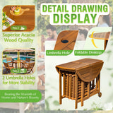 Greesum 5 Piece Patio Dining Set Outdoor Acacia Wood Furniture All-Weather Folding Round Table and Chairs for Backyard, Balcony, Porch, Deck, Garden, Light Brown Greesum