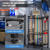 DAOUTIME Garden Organizer With Wheels, Yard Tower Rack for Garage Storage, Up to 35 Long-Handled Tools, Sturdy Metal Steel Holder With 3 Hooks, Outdoor, Black DAOUTIME