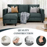 SUNLEI Convertible Sectional Couches for Living Room, L Shaped Couch with Movable Ottoman Storage, 3 Seat Small Couches for Living Room in Apartment, Linen Fabric, Dark Grey SUNLEI