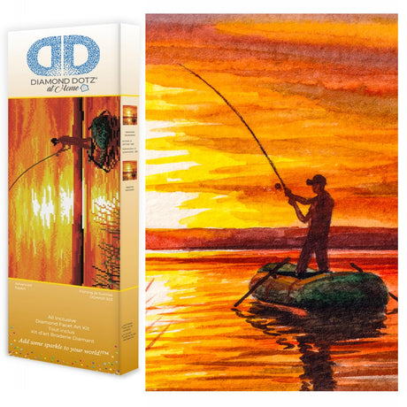 DIAMOND DOTZ at Home Fishing at Sunrise Diamond Painting Kits for Adults - Diamond Art Kits a Relaxing Creative Craft Kit with Dotz Gems 16x12 DIAMOND DOTZ