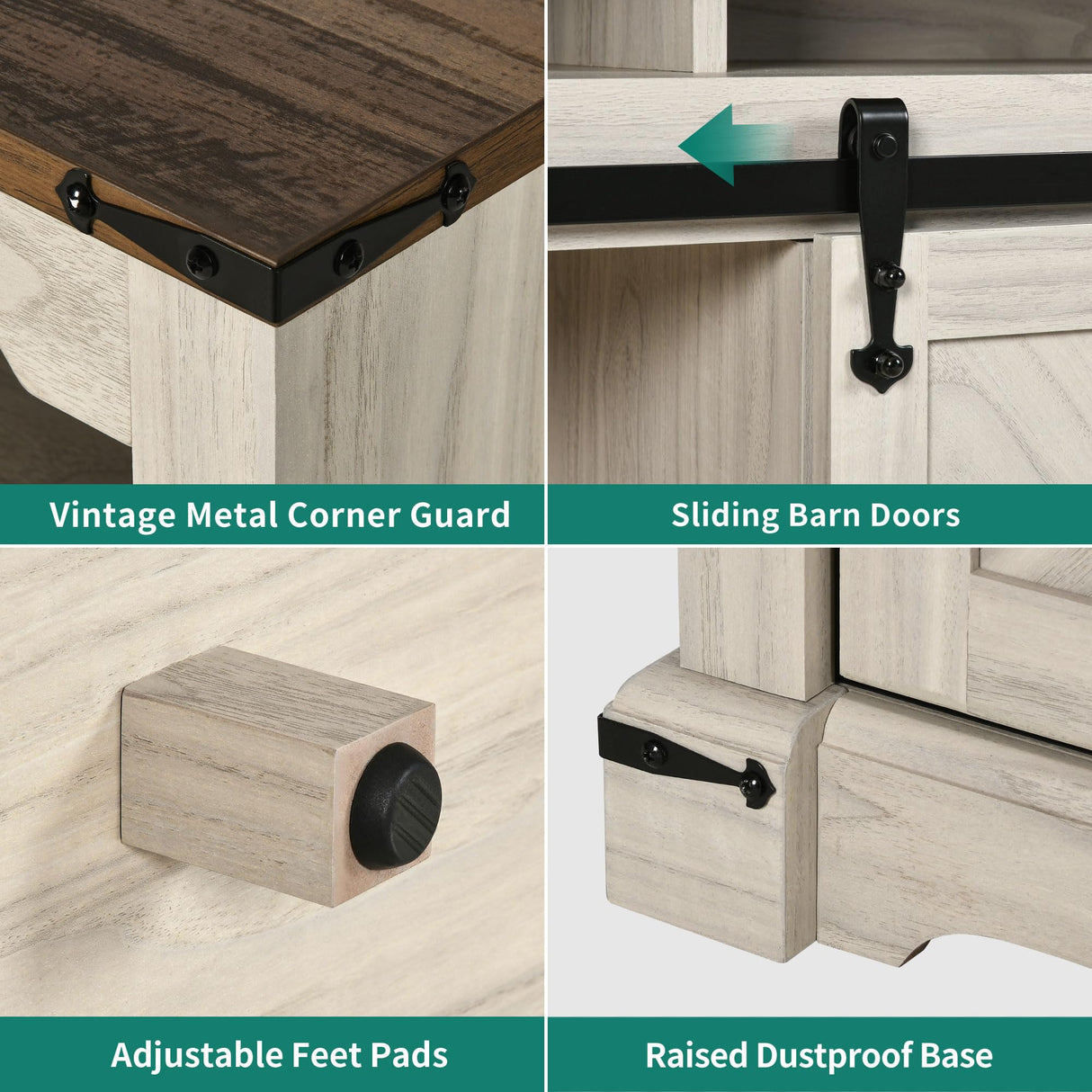 DWVO TV Stand for 75 Inch TV with Power Outlets, LED TV Stands Farmhouse Entertainment Center TV Media Console with Sliding Barn Doors for Living Room, Off White & Walnut Grain, Leaf TV Table DWVO