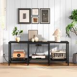 HOOBRO TV Stand with Charging Station to 55 Inches, LED Entertainment Center, Media TV Console Table with Open Storage Shelving for Living Room, Bedroom, Black BB122UDDS01 HOOBRO