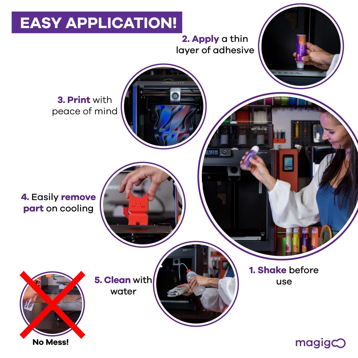 Magigoo MPC2018 3D Printer Adhesive Glue, Reduces Warping for Polycarbonate Filament on Flex Plate, Glass, PEI, Buildtak, Kapton, 50ml 1.69 fl. oz. Magigoo